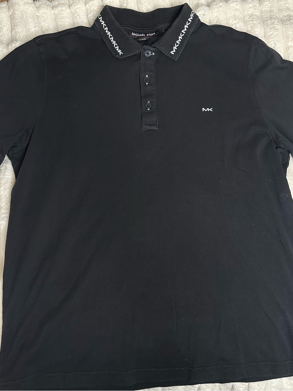 Michael Kors Black Polo with White MK Collar Logo